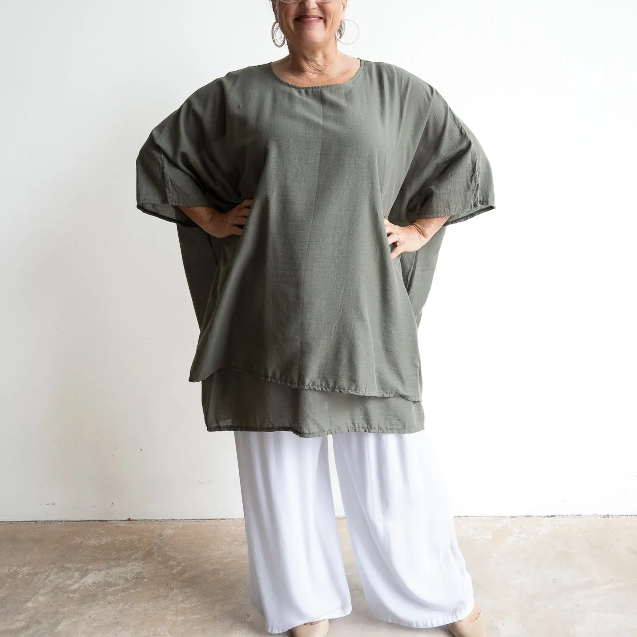 Come Fly With Me Layered Cotton Kaftan Top