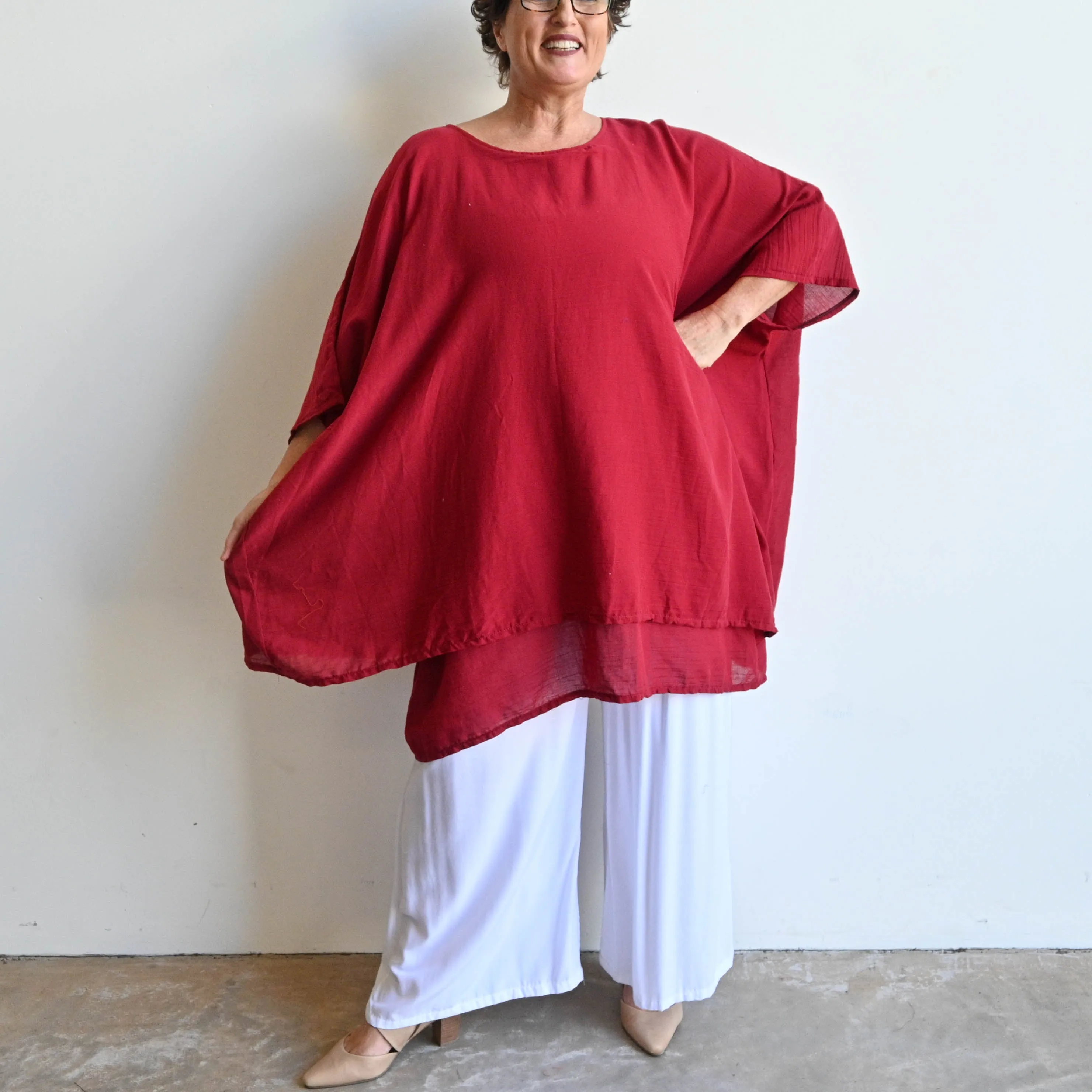 Come Fly With Me Layered Cotton Kaftan Top