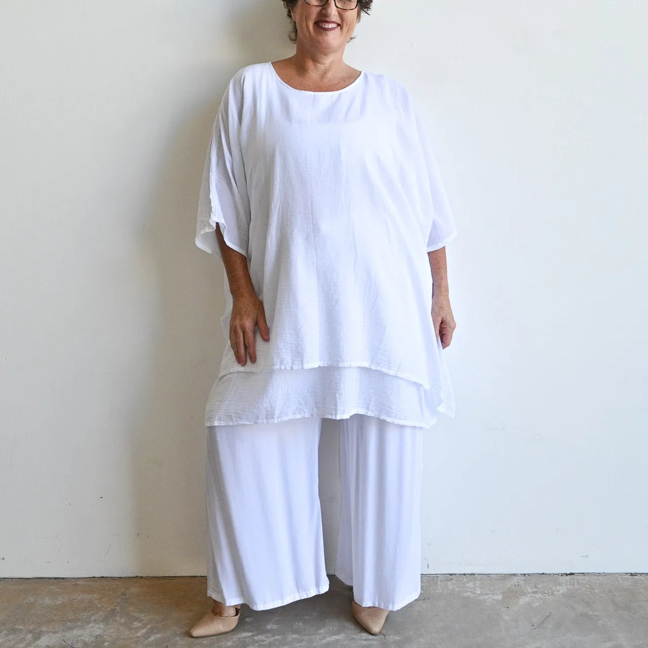 Come Fly With Me Layered Cotton Kaftan Top