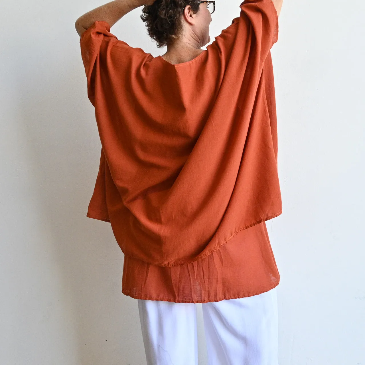 Come Fly With Me Layered Cotton Kaftan Top