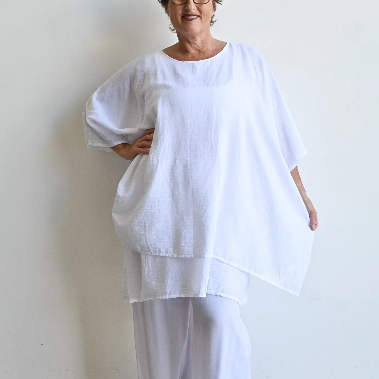 Come Fly With Me Layered Cotton Kaftan Top