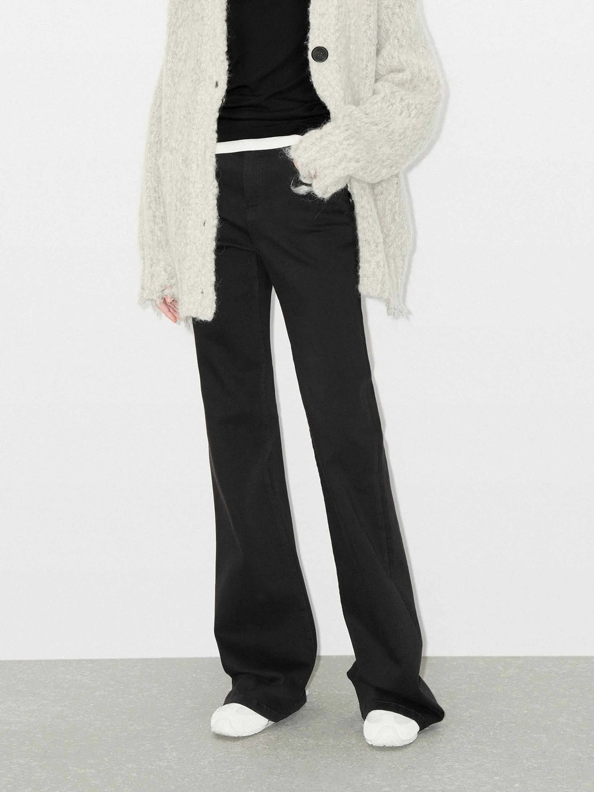 Cotton Blend Black Flared Jeans