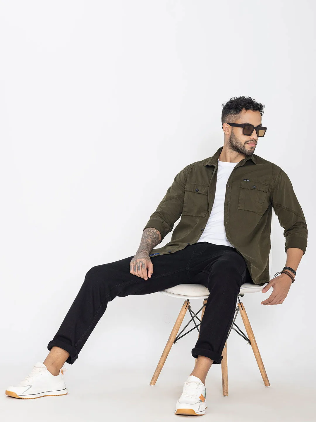 Dark olive utility double pockets
