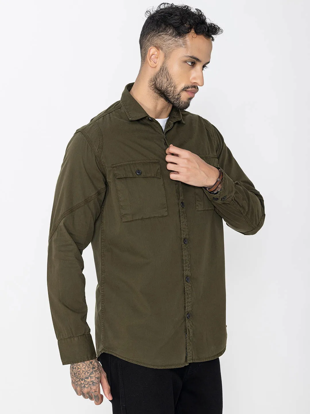 Dark olive utility double pockets