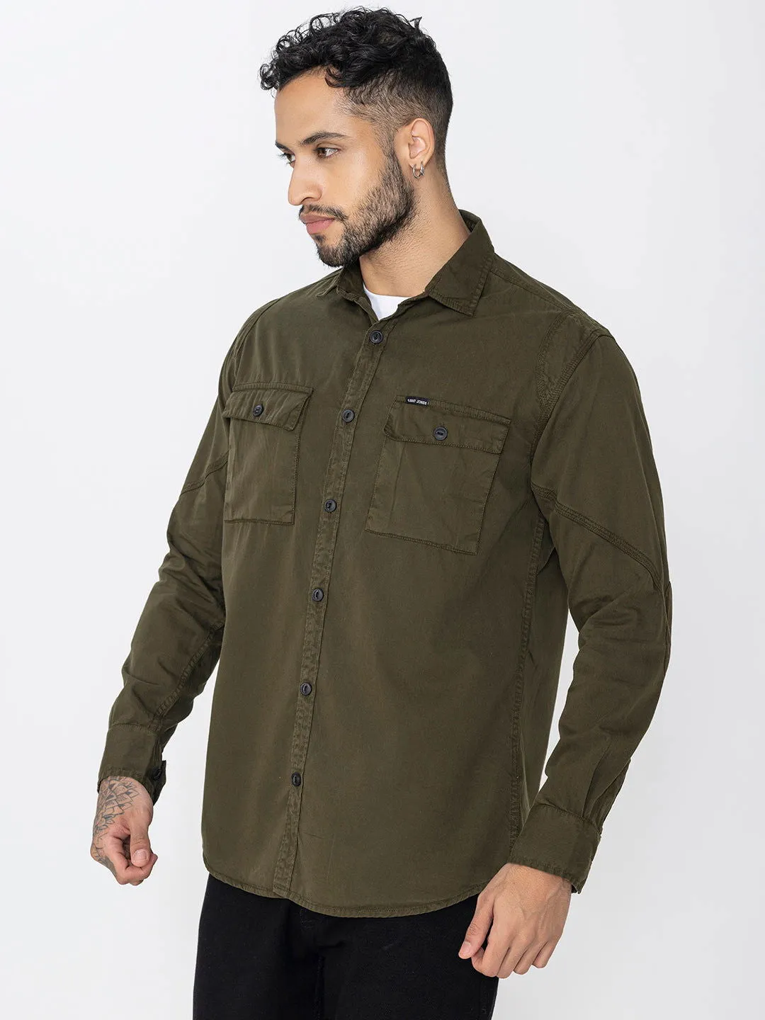 Dark olive utility double pockets