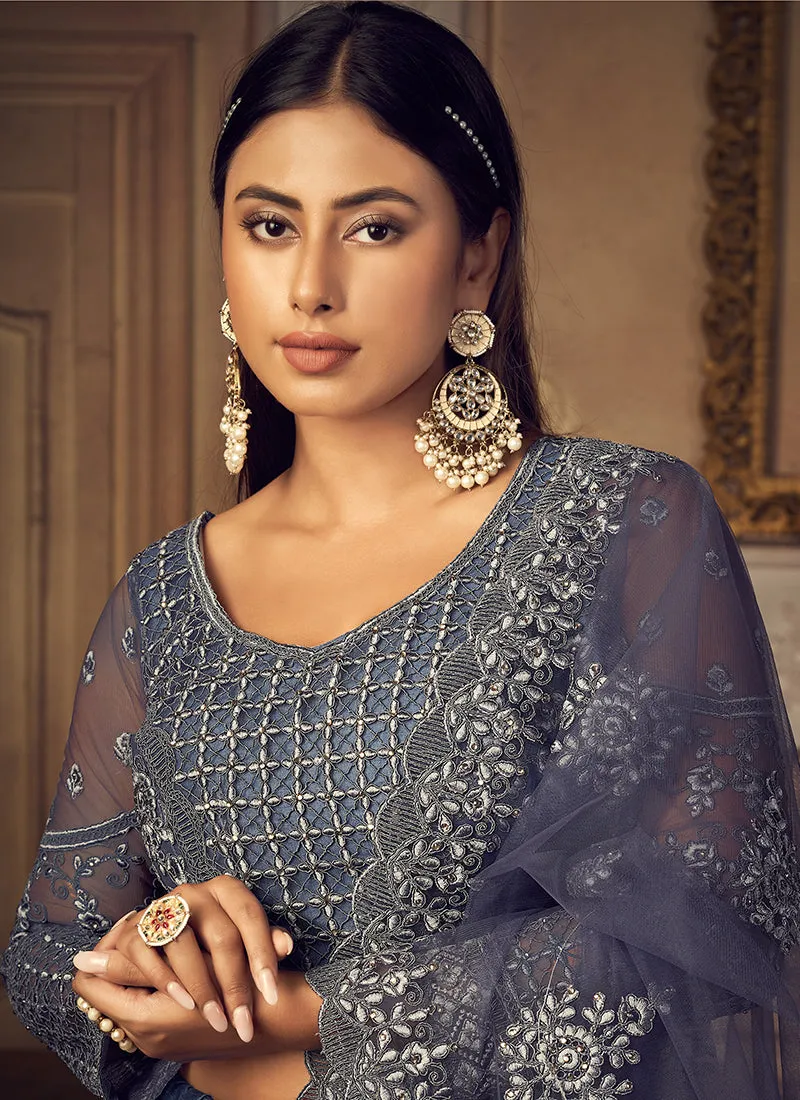Deep Blue Embroidery Designer Wedding Lehenga Choli