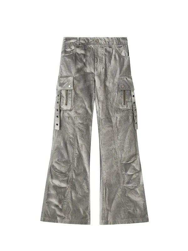 Dirty Wash Work Flared Trousers