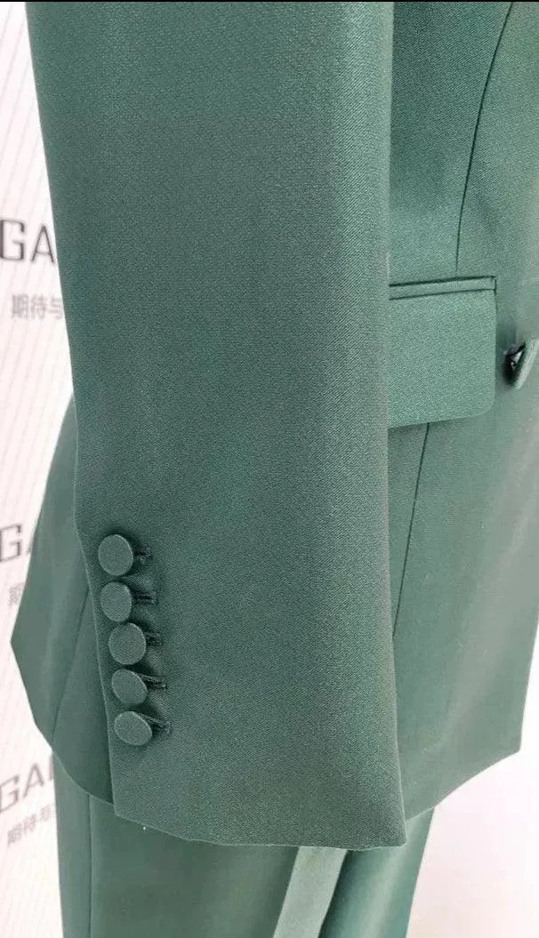 Double-Breasted Flared Pant Suit - Two-Piece Women Suit