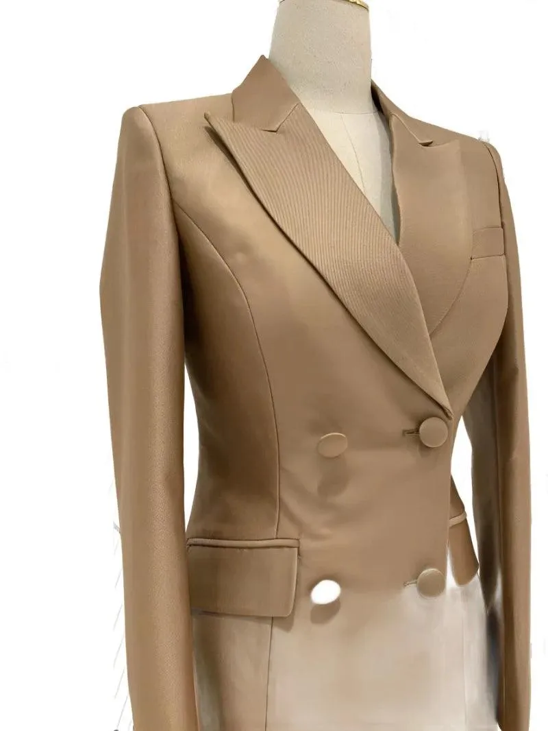Double-Breasted Flared Pant Suit - Two-Piece Women Suit