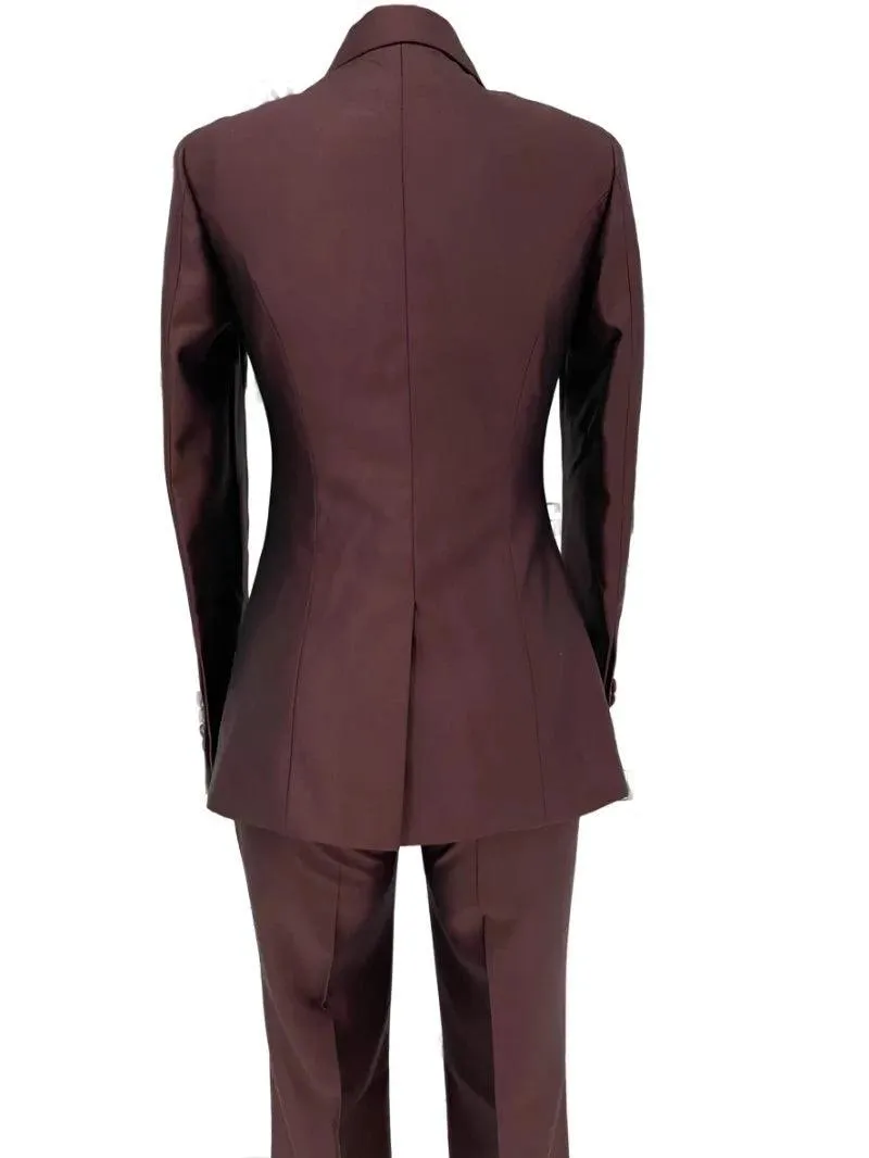 Double-Breasted Flared Pant Suit - Two-Piece Women Suit
