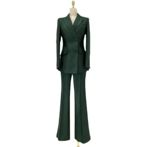 Double-Breasted Flared Pant Suit - Two-Piece Women Suit