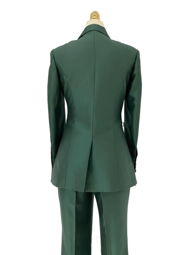 Double-Breasted Flared Pant Suit - Two-Piece Women Suit
