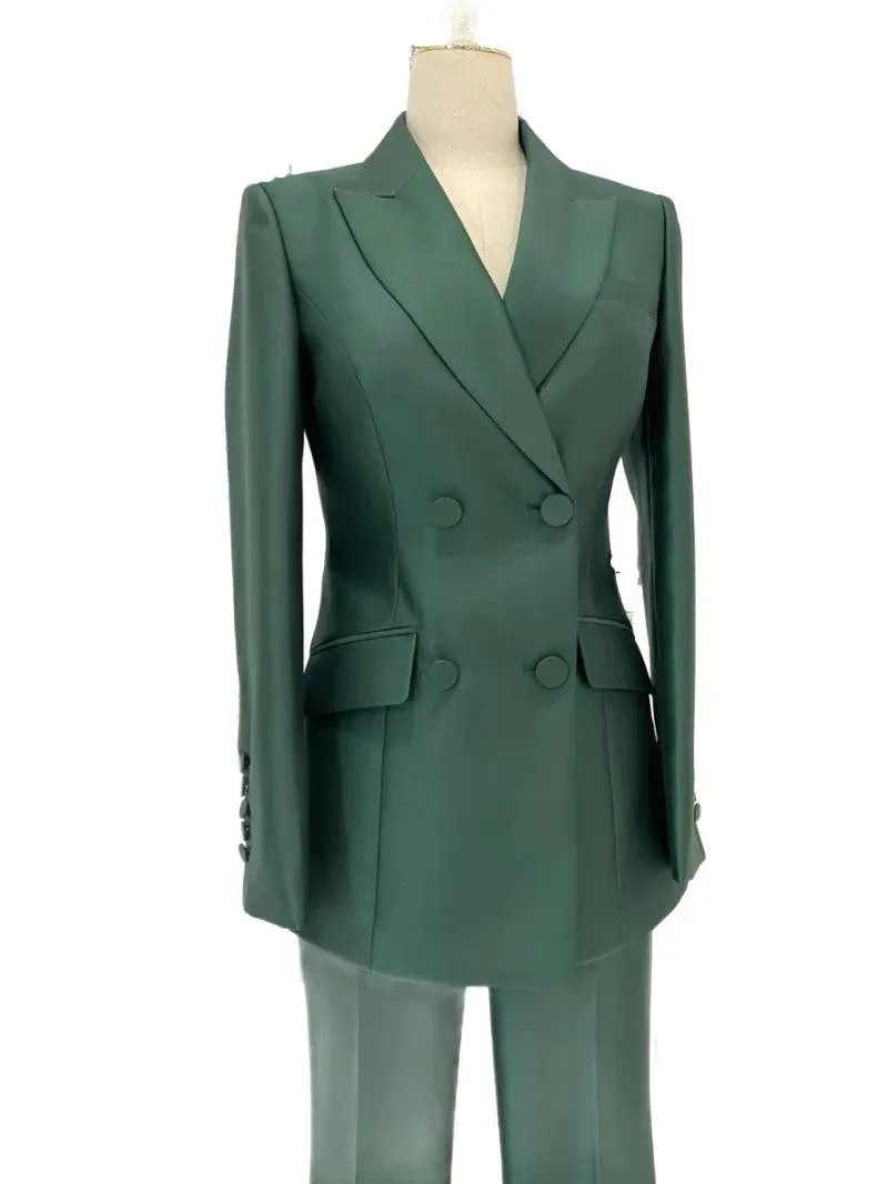 Double-Breasted Flared Pant Suit - Two-Piece Women Suit
