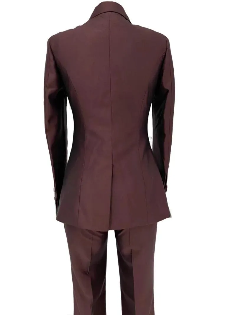 Double-Breasted Flared Pant Suit - Two-Piece Women Suit