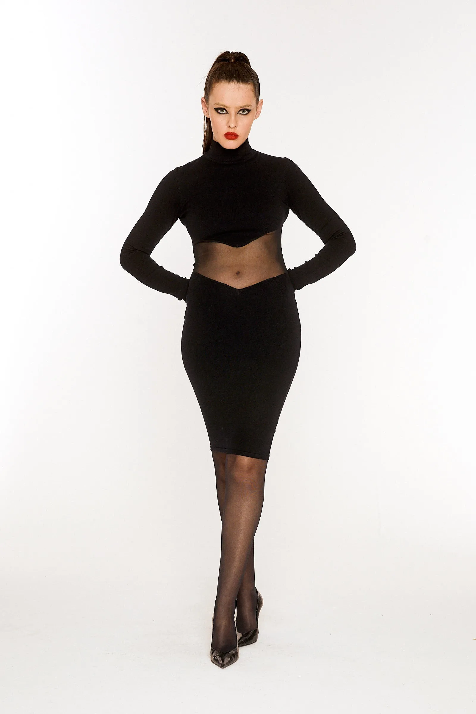 Double V mesh dress