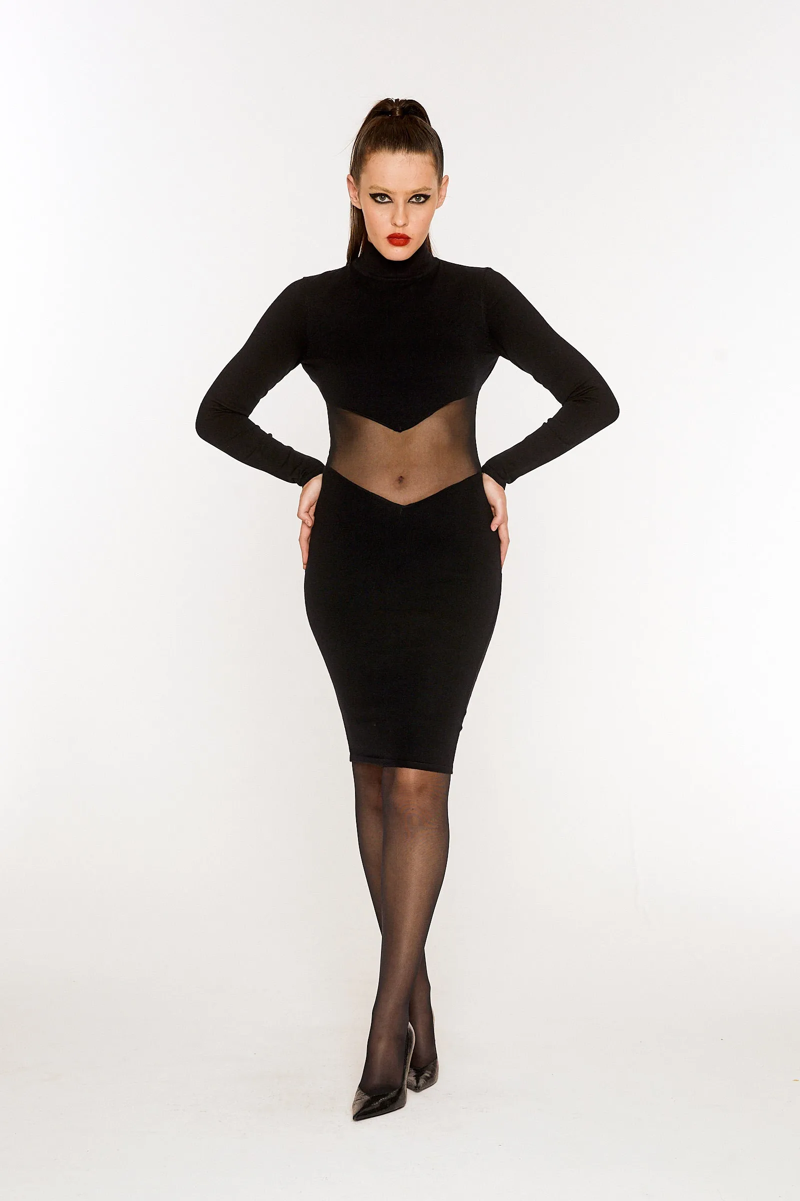 Double V mesh dress