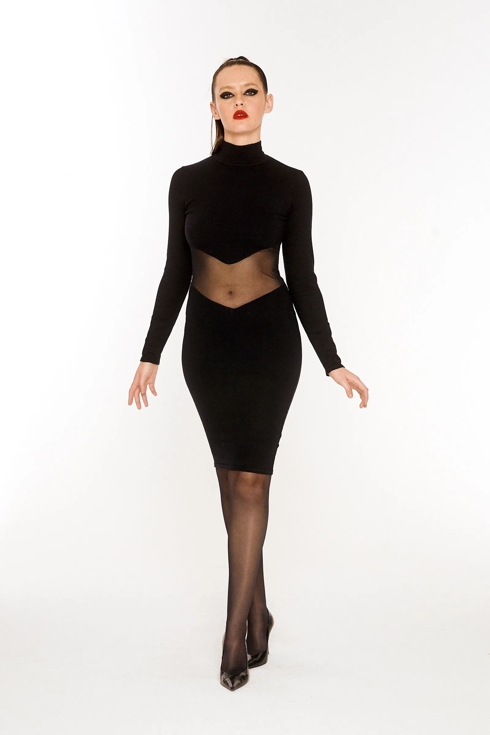 Double V mesh dress