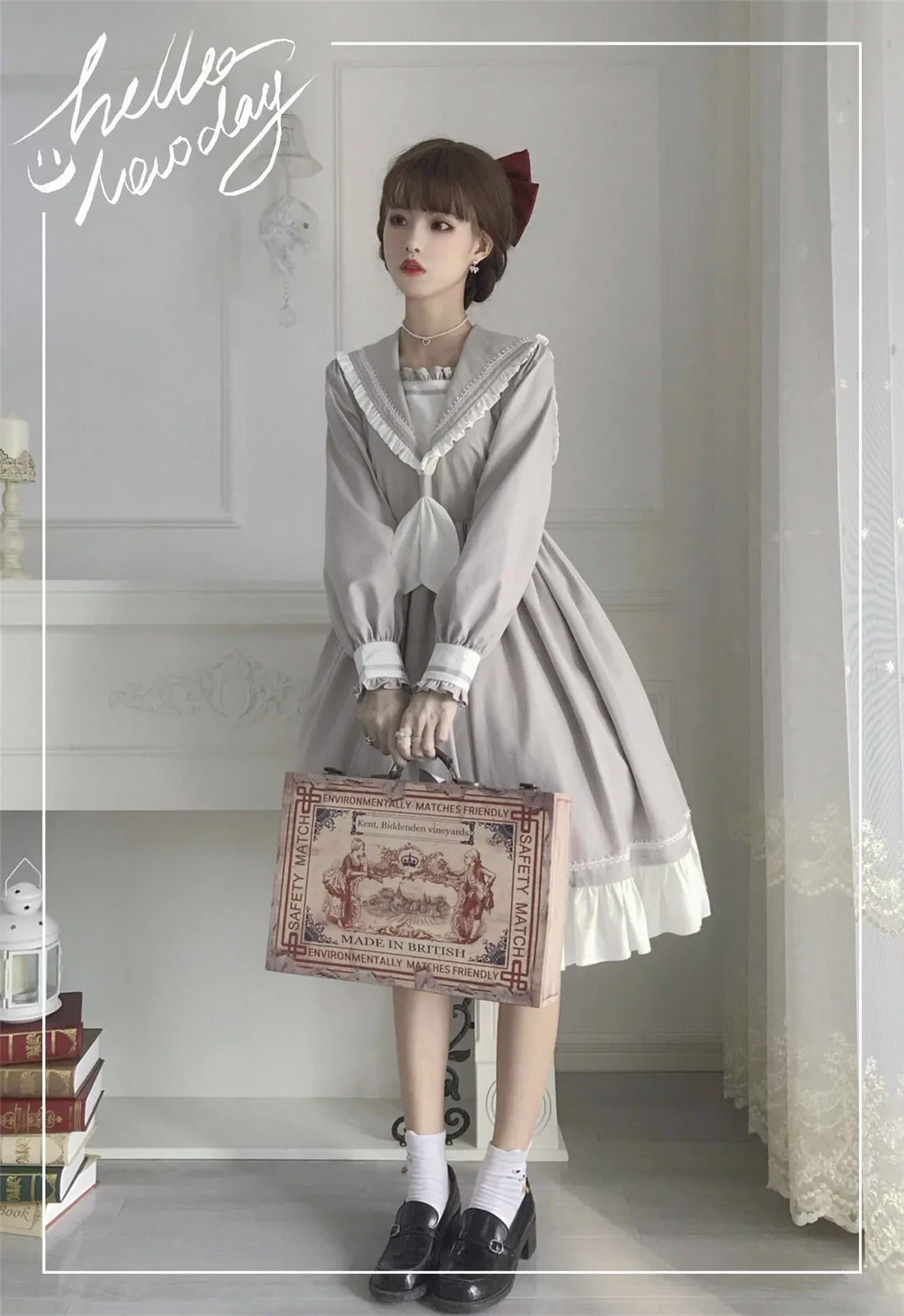 EESSILY~Shimmer Dust~Sailor Collar Lolita OP Dress