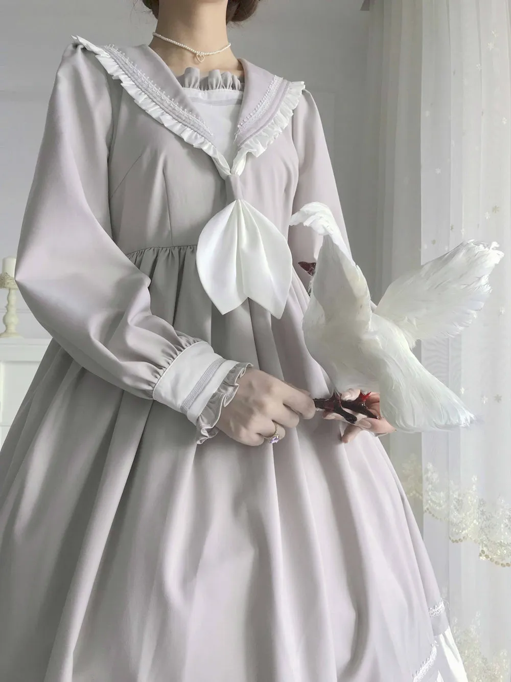 EESSILY~Shimmer Dust~Sailor Collar Lolita OP Dress