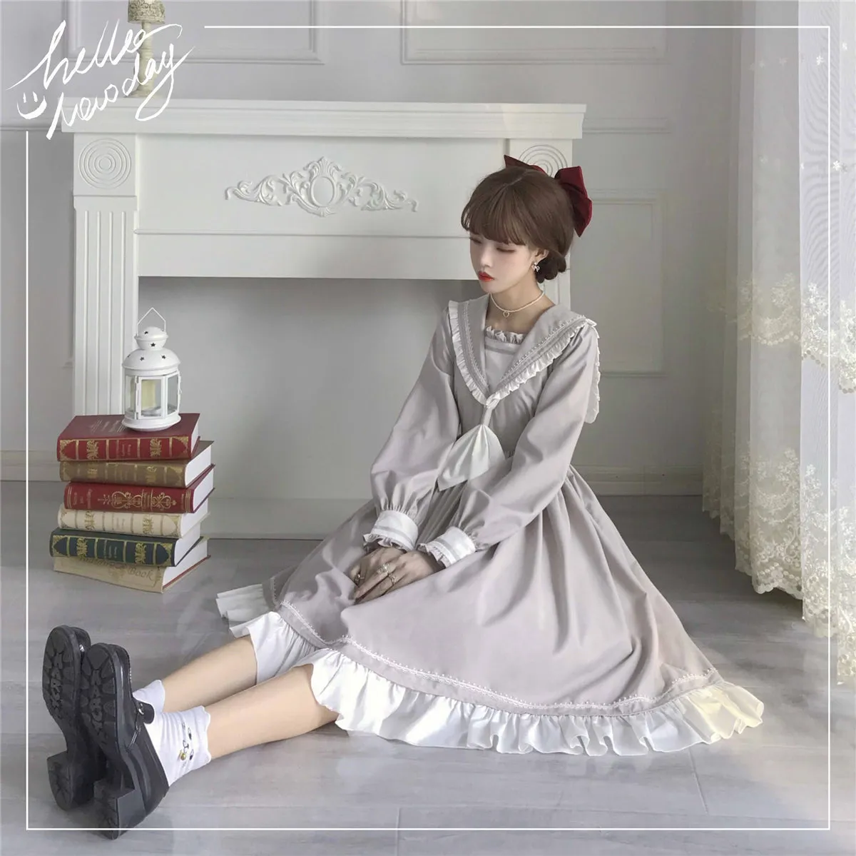 EESSILY~Shimmer Dust~Sailor Collar Lolita OP Dress