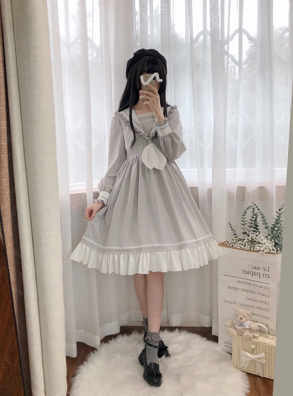 EESSILY~Shimmer Dust~Sailor Collar Lolita OP Dress