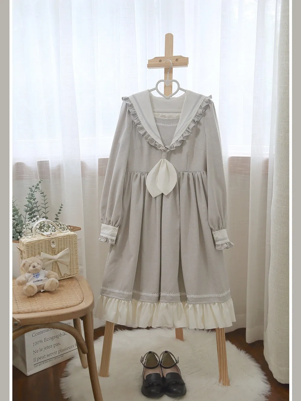 EESSILY~Shimmer Dust~Sailor Collar Lolita OP Dress