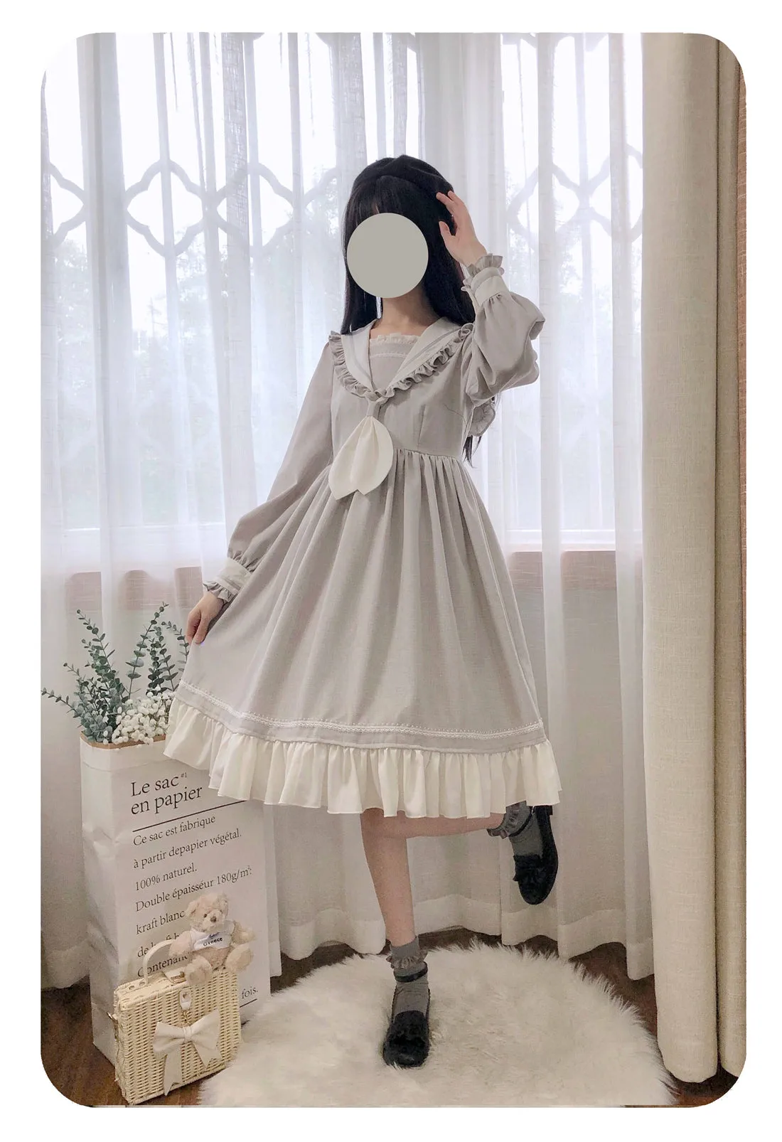 EESSILY~Shimmer Dust~Sailor Collar Lolita OP Dress