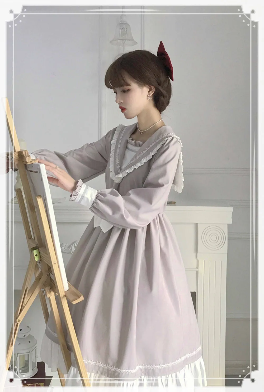 EESSILY~Shimmer Dust~Sailor Collar Lolita OP Dress