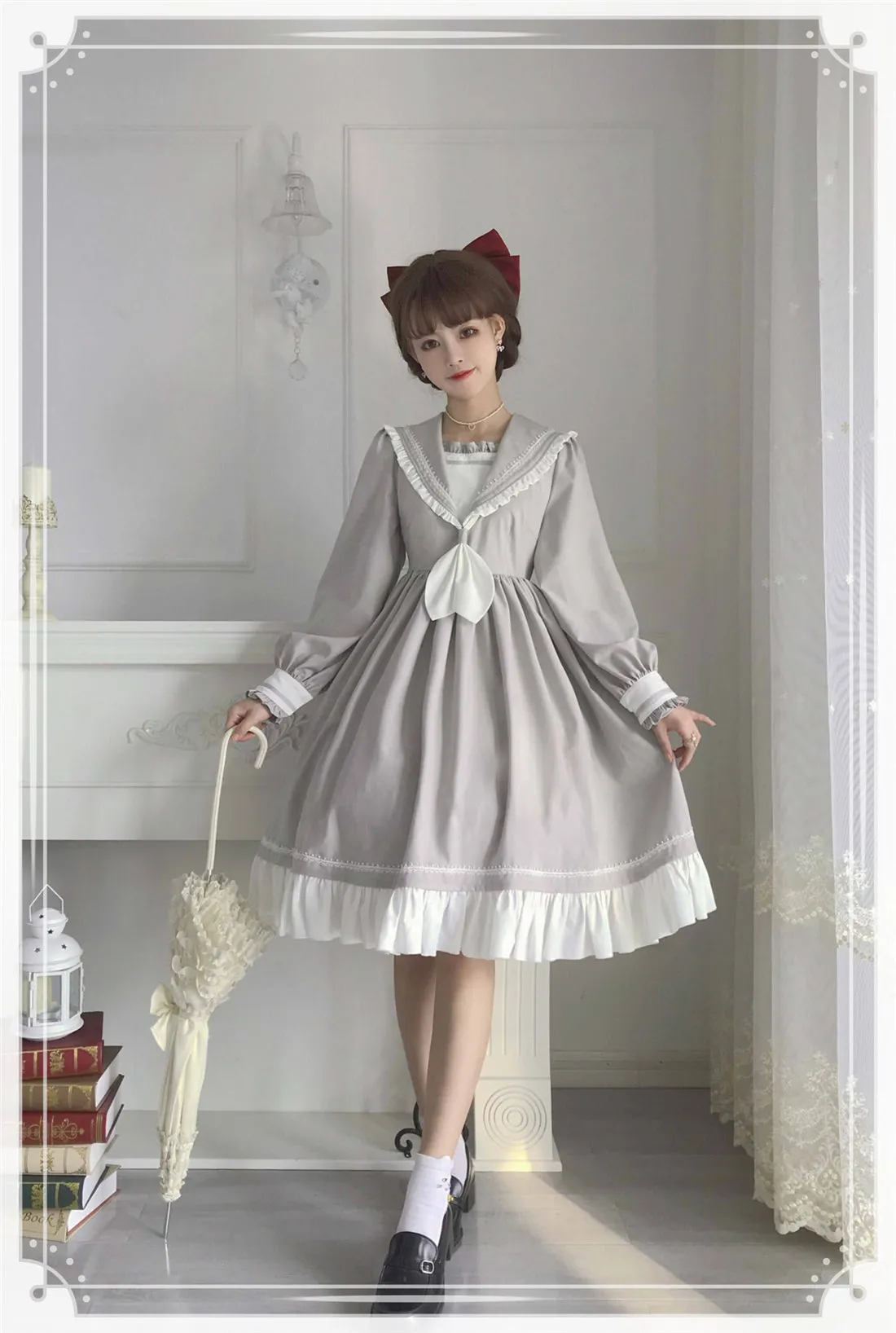 EESSILY~Shimmer Dust~Sailor Collar Lolita OP Dress