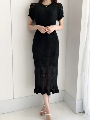 Elegant Knitted Short Sleeves Dress