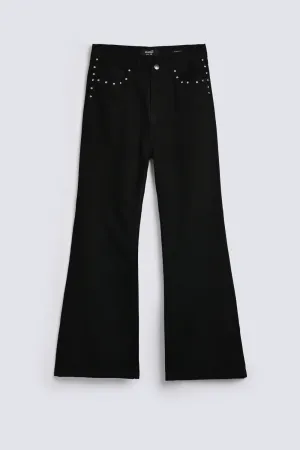 EMBELLISHED FLARED DENIM