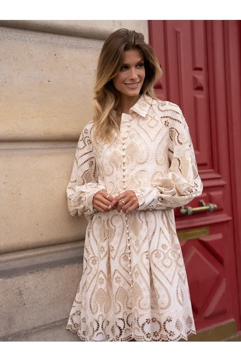 Embroidered Cotton Lace Dress