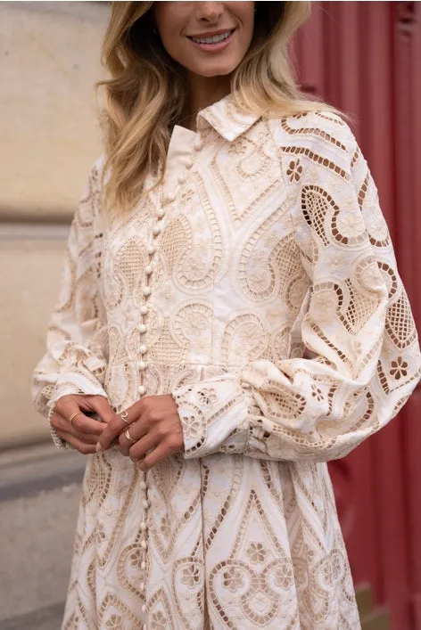 Embroidered Cotton Lace Dress