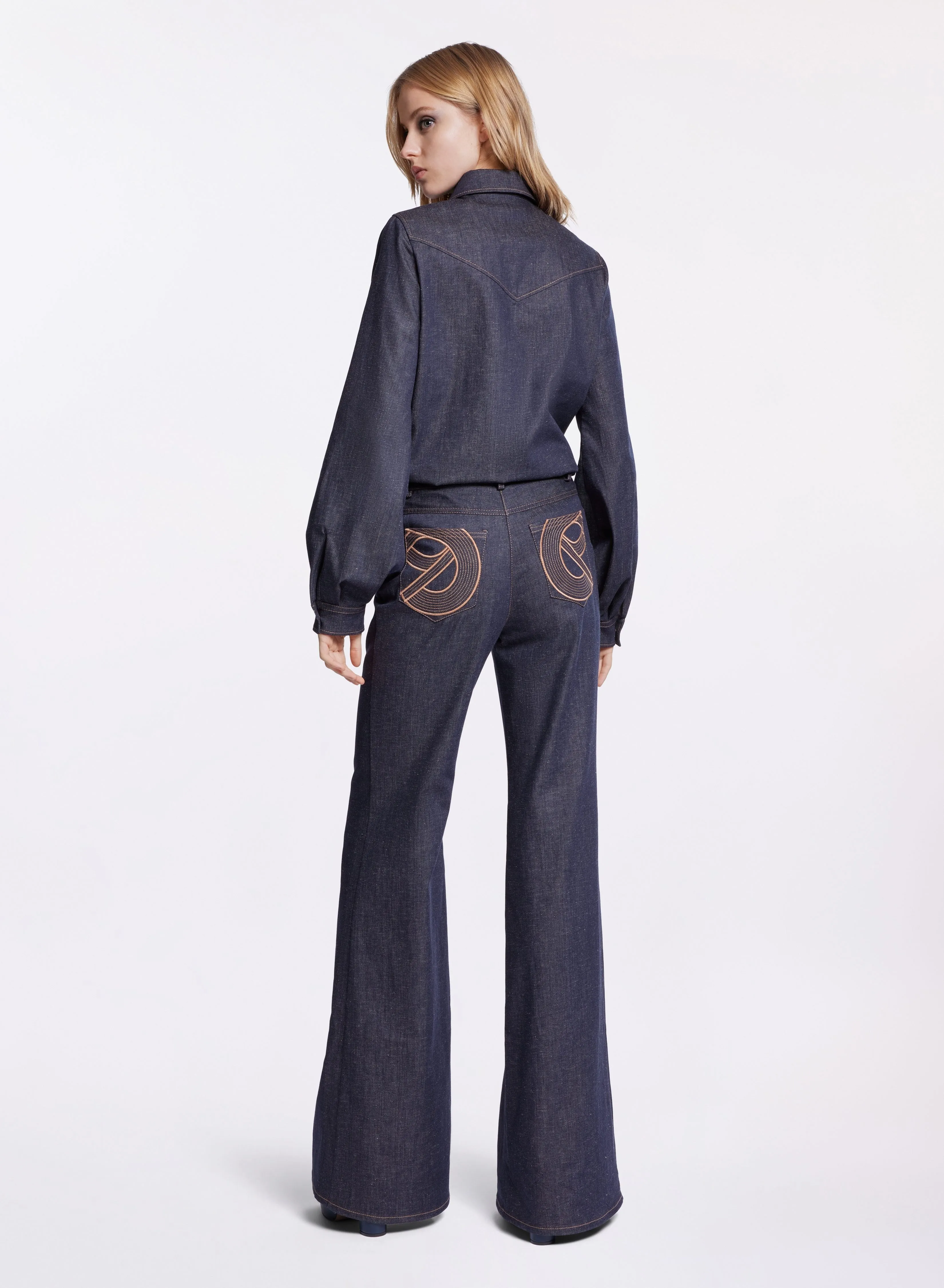 Embroidered Denim Pants