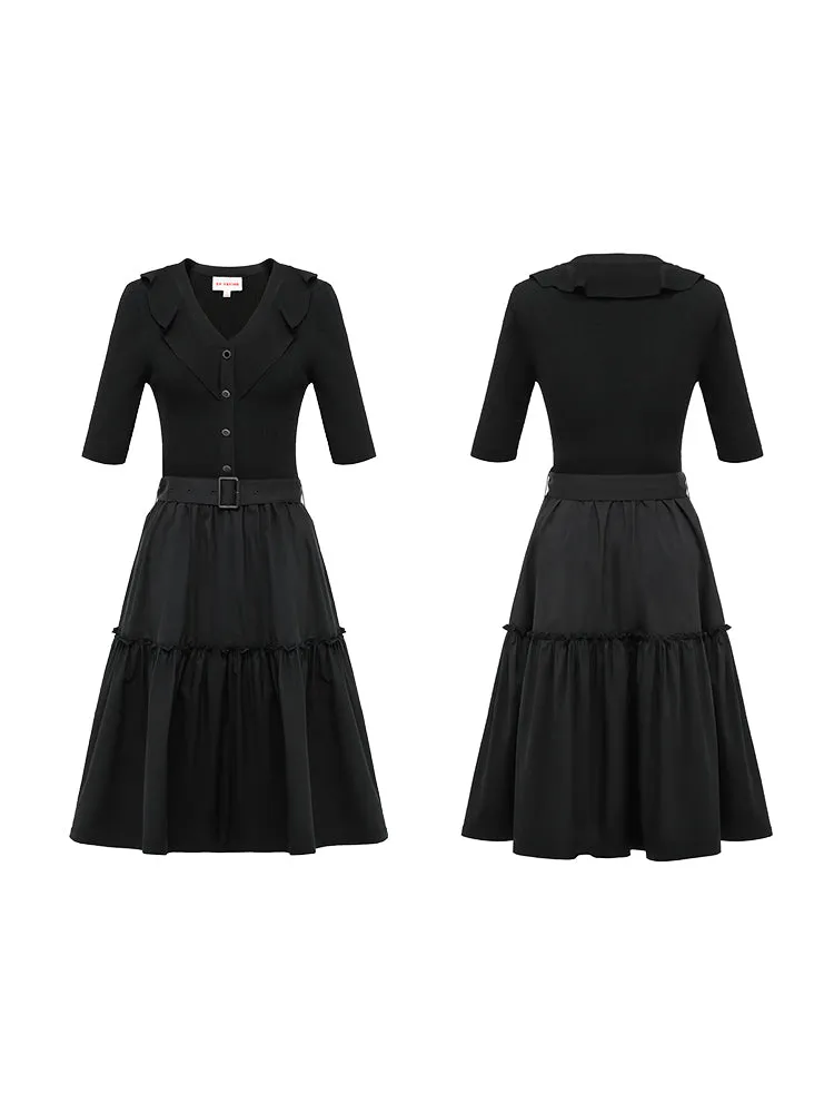 EP YAYING Black Waist Dress