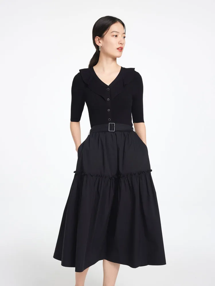 EP YAYING Black Waist Dress