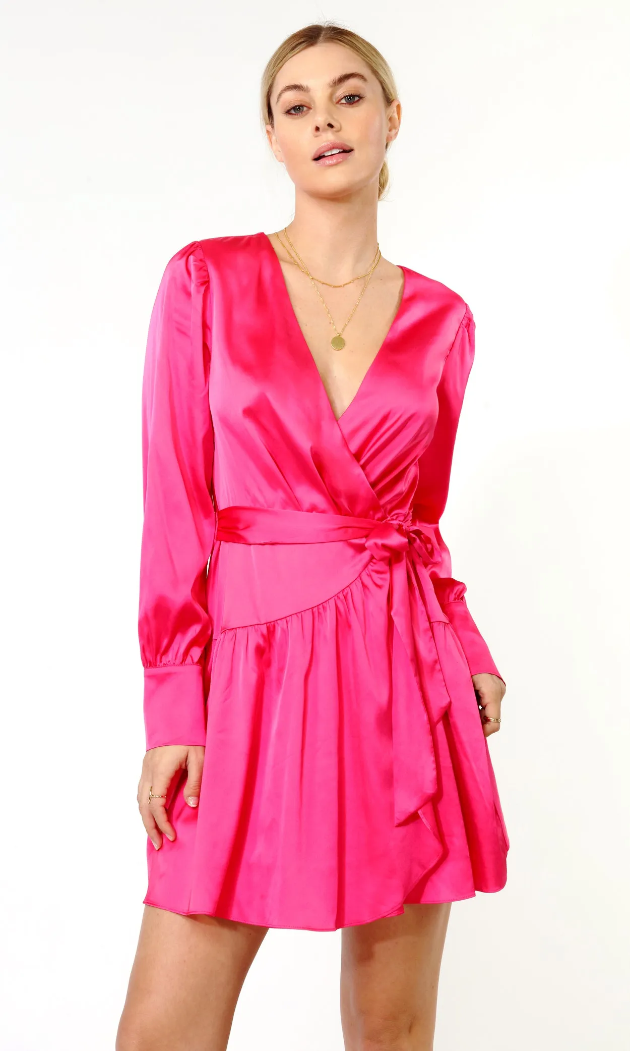 ESTER SATIN WRAP DRESS