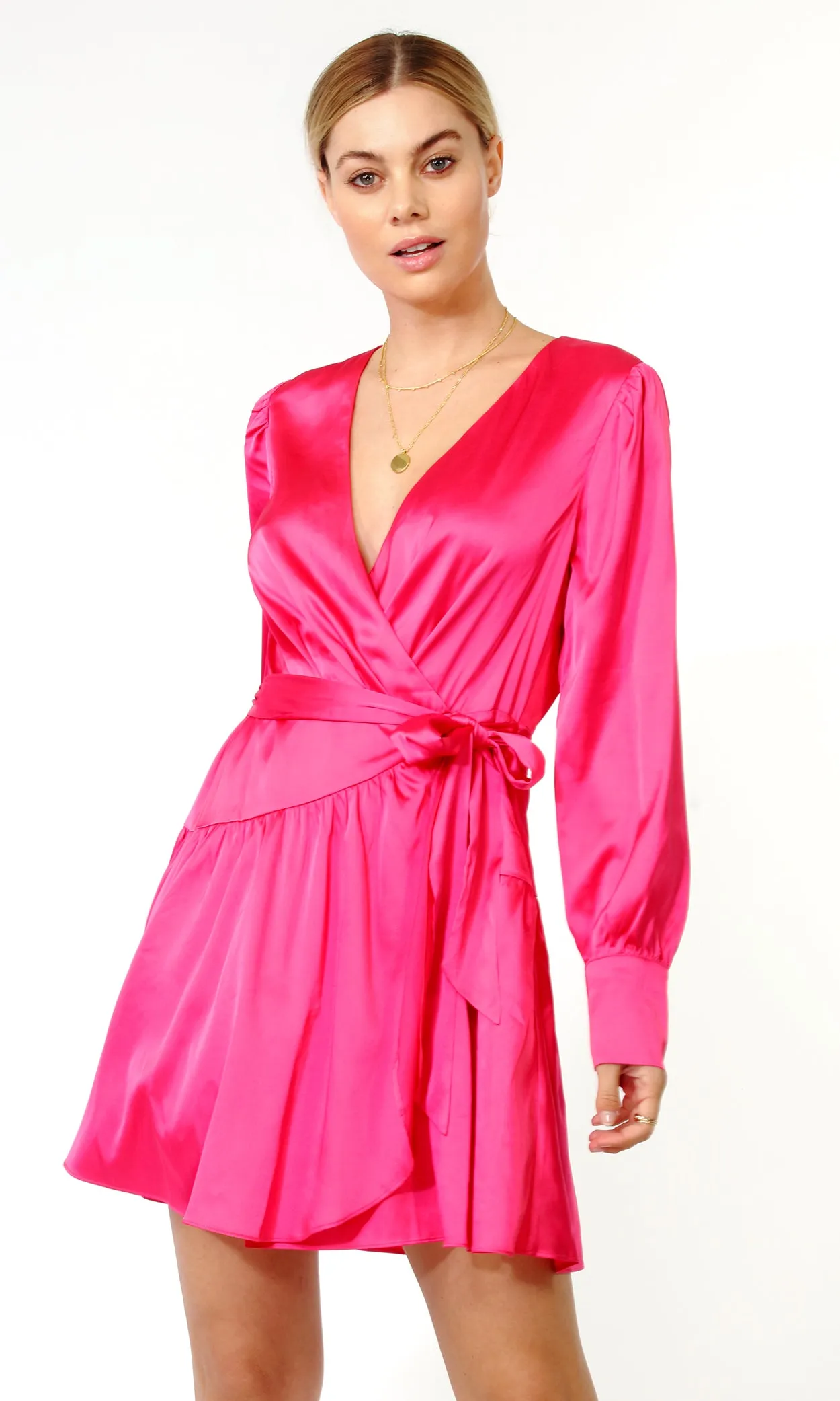 ESTER SATIN WRAP DRESS