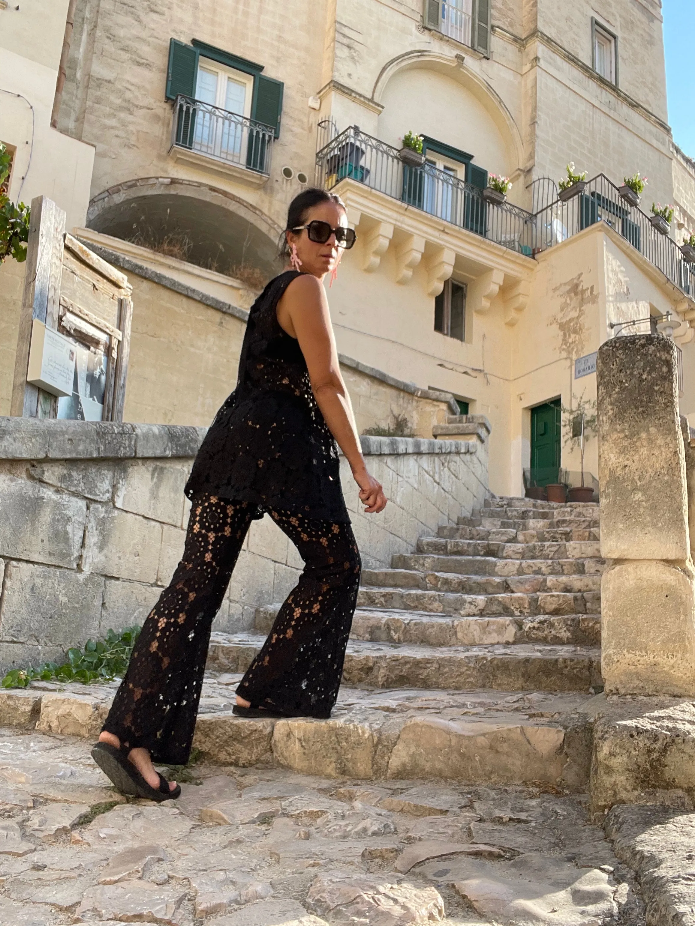 Farrah Lace flared pants - Black