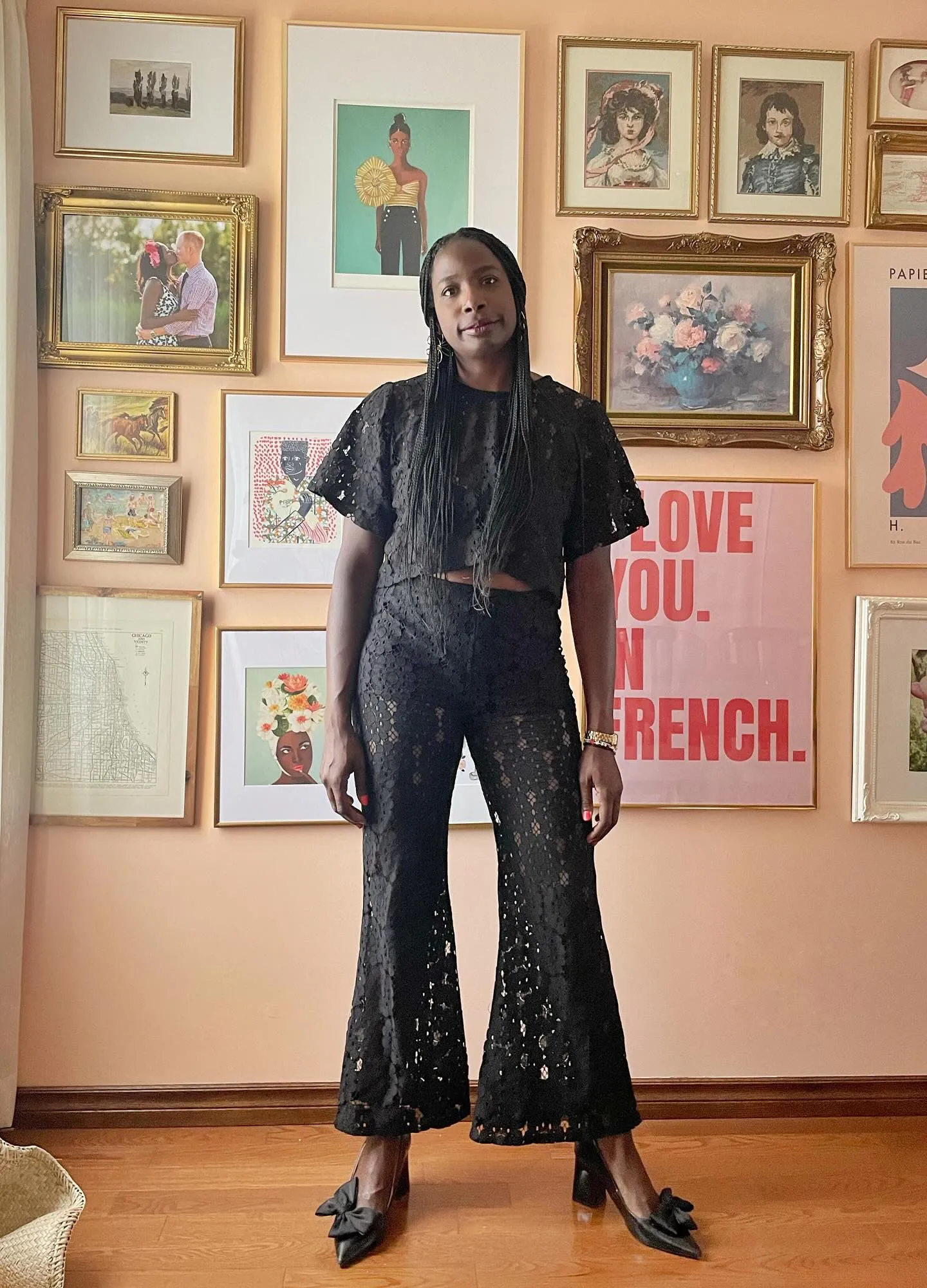 Farrah Lace flared pants - Black