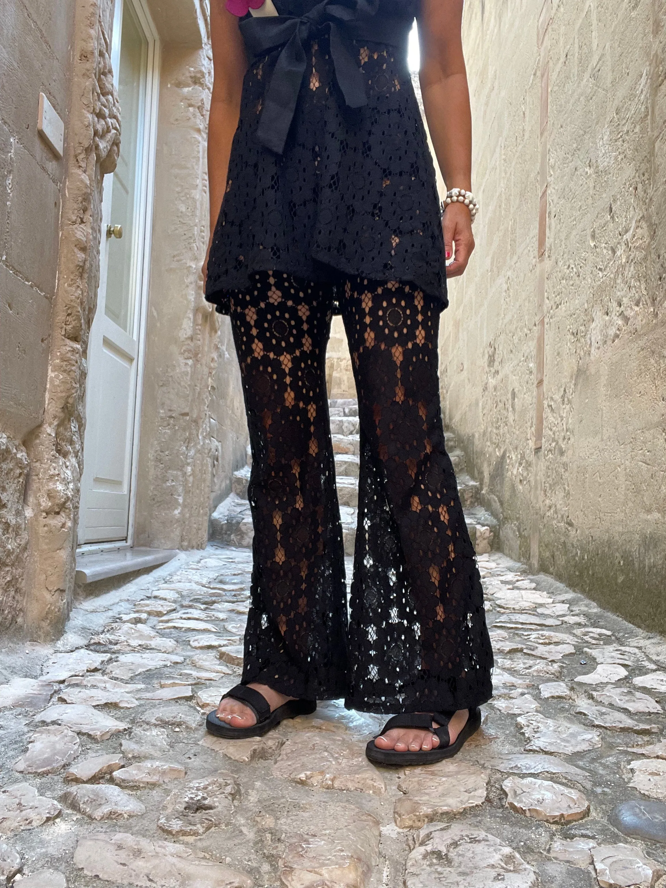 Farrah Lace flared pants - Black