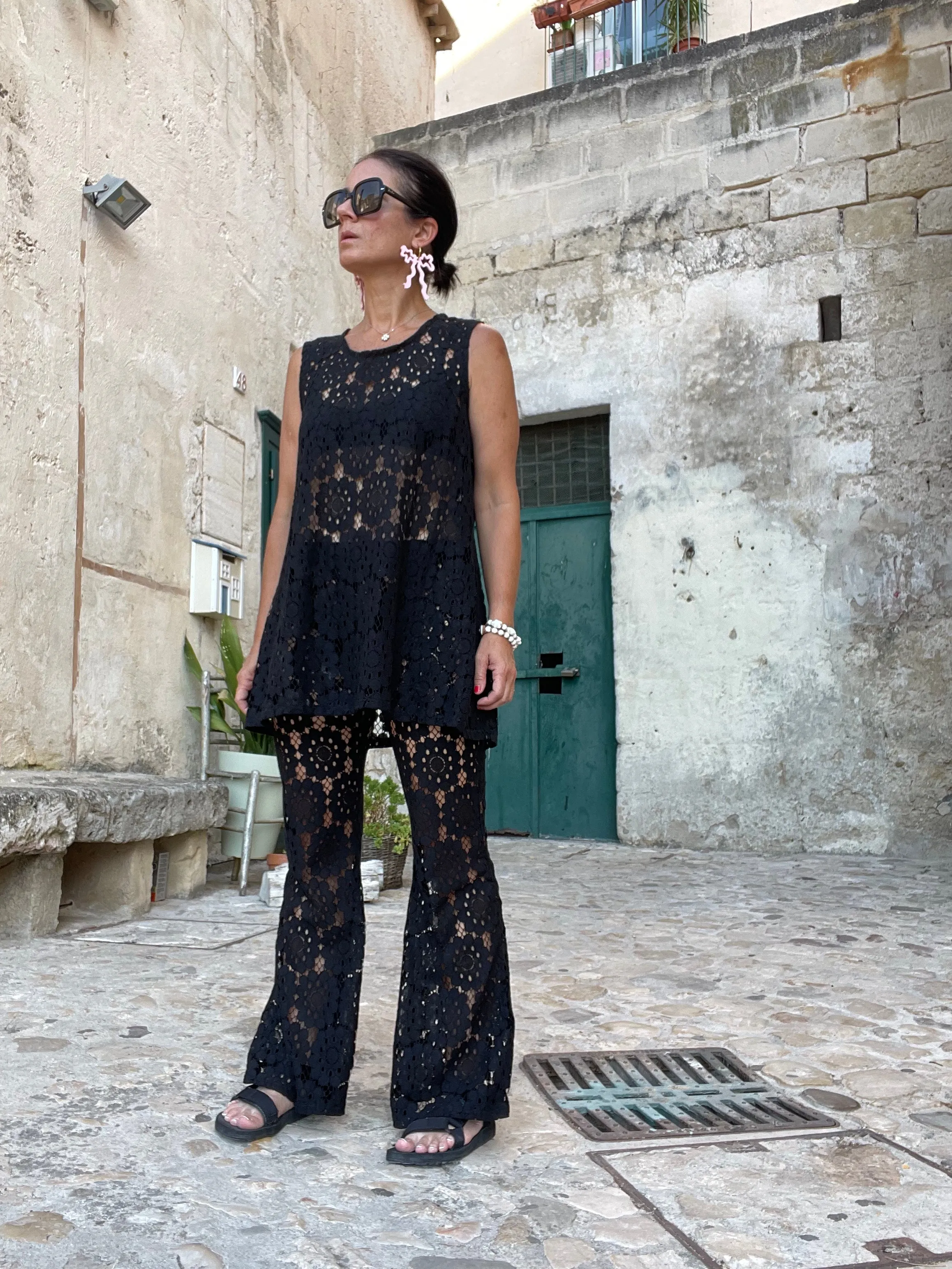 Farrah Lace flared pants - Black