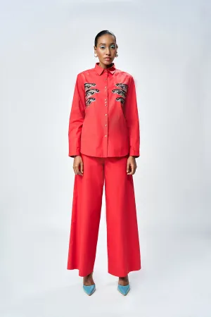 FISH HIGH LOW SHIRT WITH FLARED PANTS