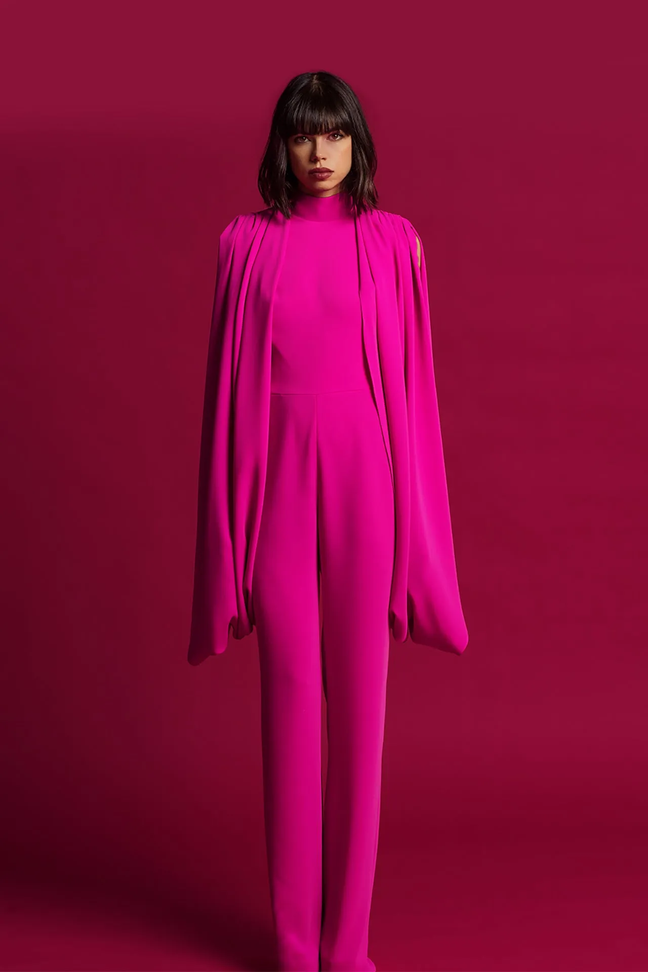 Flared Jumpsuit with Cape Sleeves