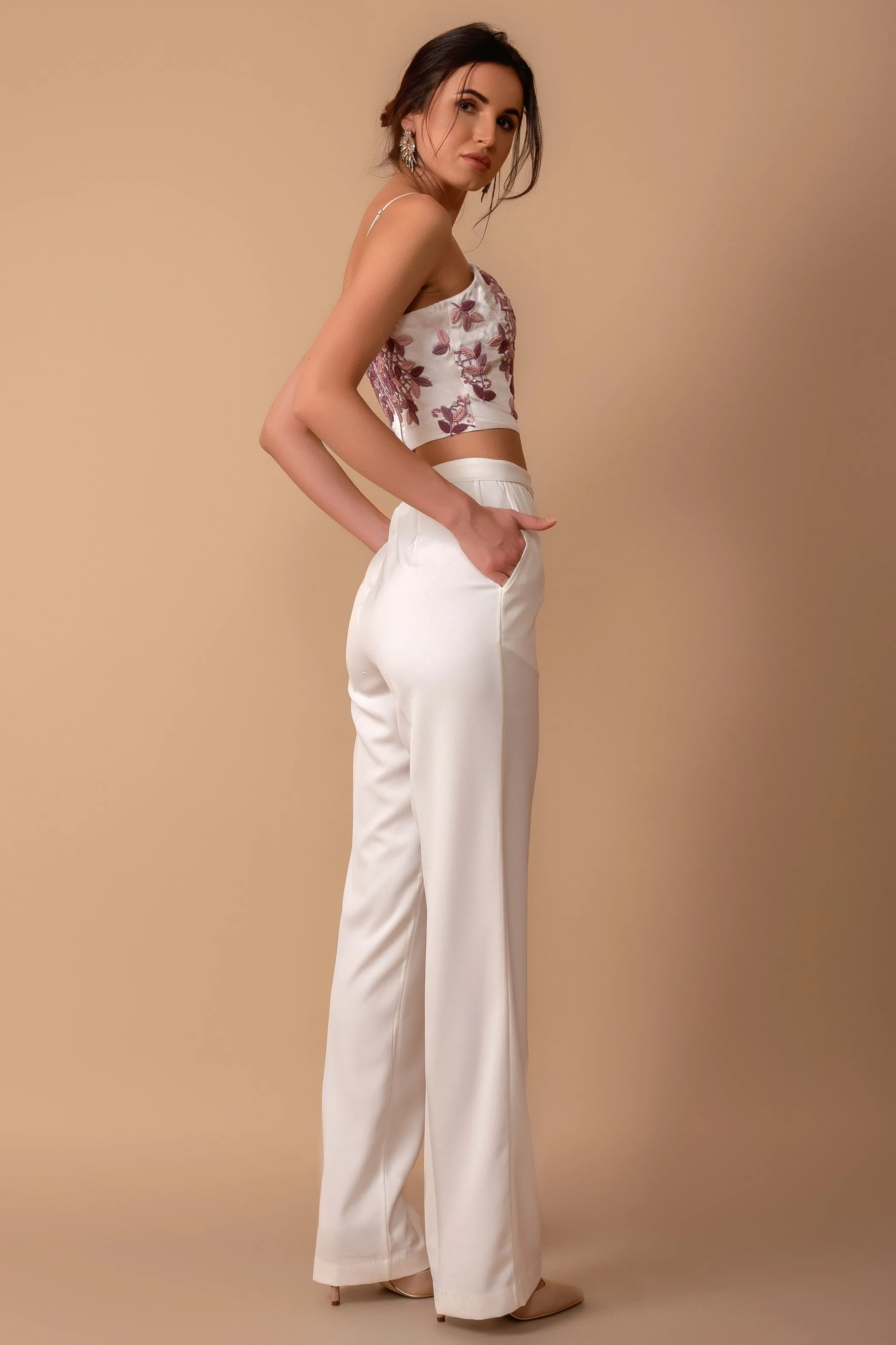 Flared Pants with Bow-Tie