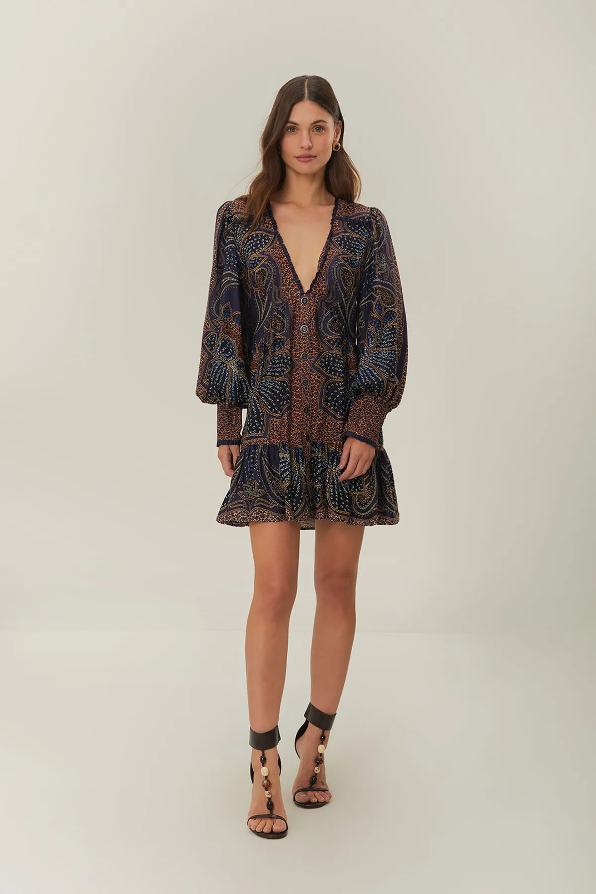 Floral Glam Blue Mini Dress