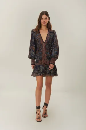 Floral Glam Blue Mini Dress