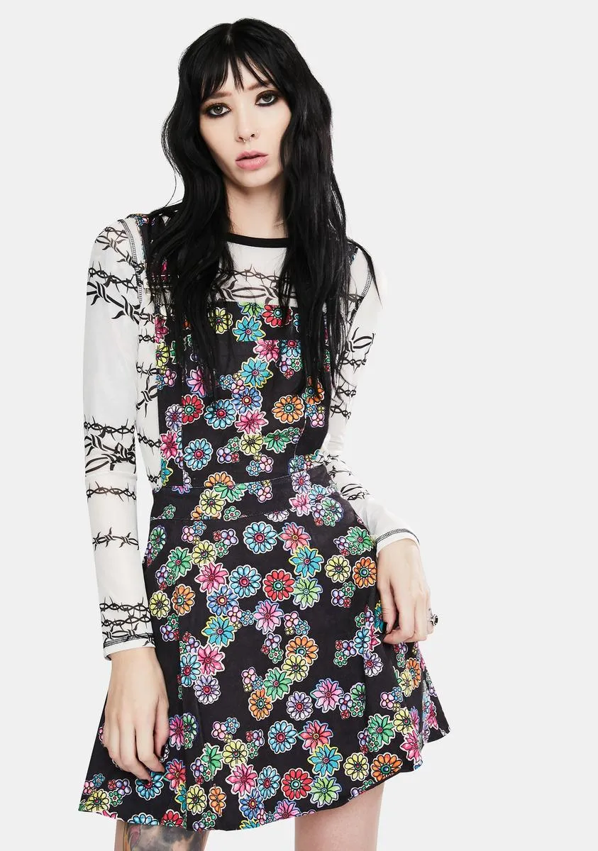 Floral Rainbow Overall Dress