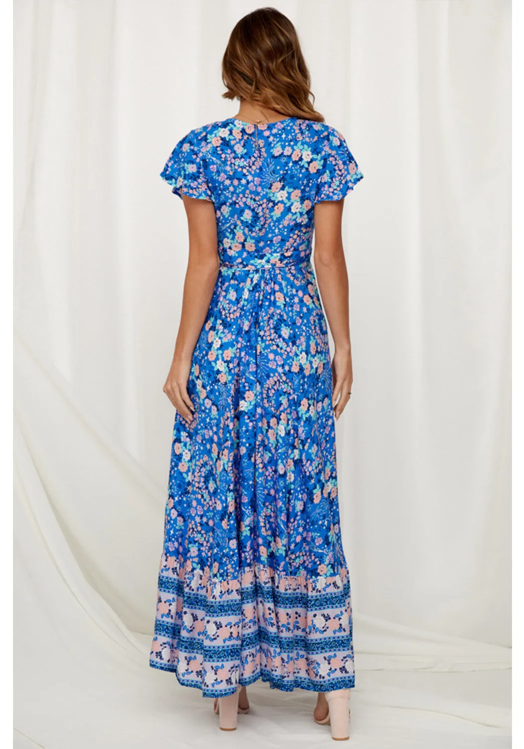 Flower Long Maxi Wrap Dress