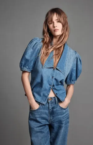 Frame Denim Sailor Blouse in Starlet